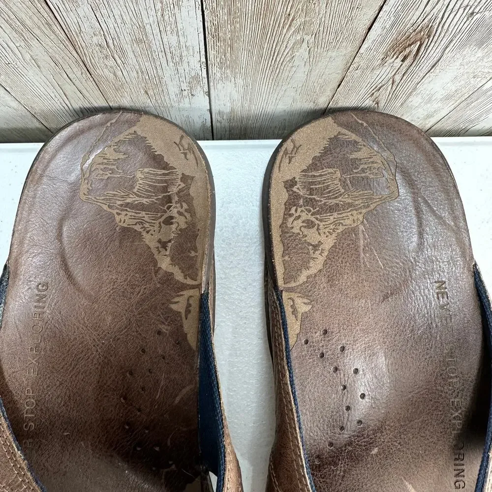The North Face Bridgeton Flip Flop Mens Size‎ 13 Brown Leather Slip On stamped